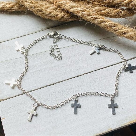 Stainless Steel Cross Ankle Bracelet Anklet - Picture 1 of 3